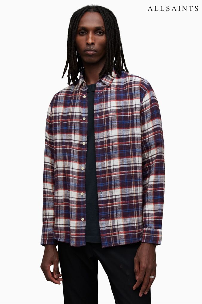 Buy Men s AllSaints Check Tartan Shirts Online Next UK