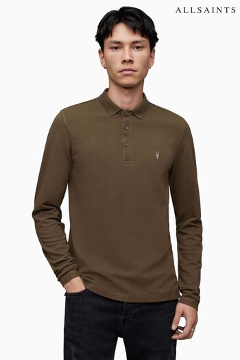 AllSaints Green Reform Long Sleees Polo Shirt (K92438) | £75