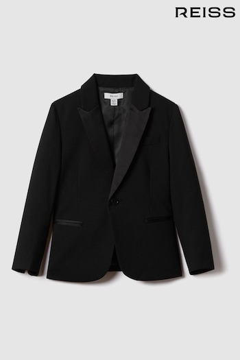 Reiss Black Knightsbridge B Teen Tuxedo Satin Single Breasted Blazer (K92493) | £118