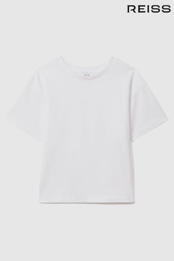 Reiss White Selby Oversized Cotton Crew Neck T-Shirt (K92527) | £20