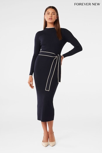 Forever New Blue Ariella Tipped Detail Knit Dress (K92539) | £95