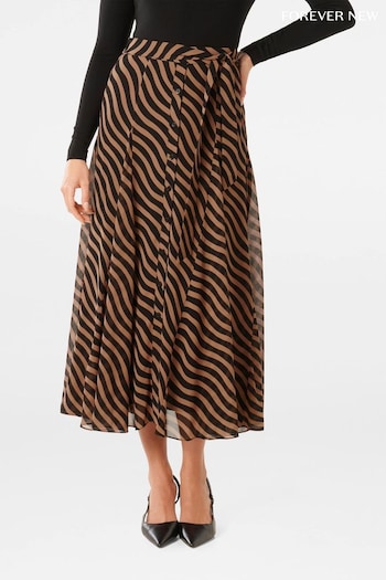 Forever New Brown Donna Godet Midi Skirt (K92546) | £60