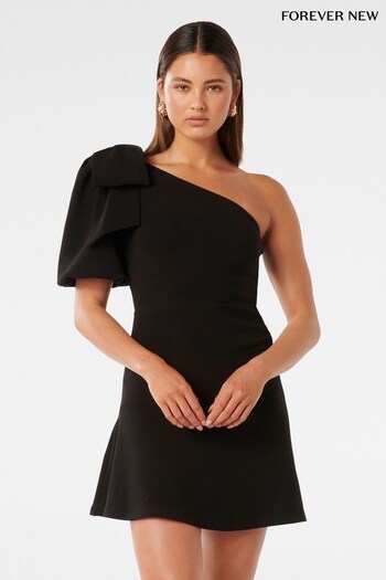 Forever New Black Elaine Bow Mini Dress (K92595) | £110
