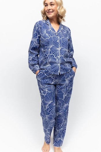 Nora Rose Blue Shell Print Pyjamas Set (K92687) | £52