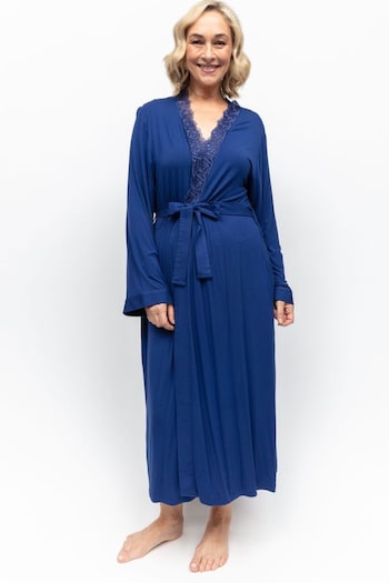 Nora Rose Light Blue Jersey Long Dressing Gown (K92700) | £49