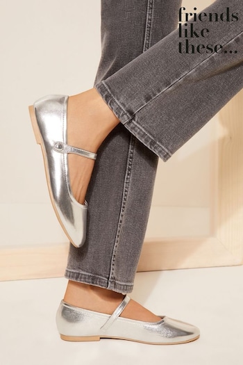 Friends Like These Silver Round Toe Mary Jane Ballet Pump (K92869) | £26