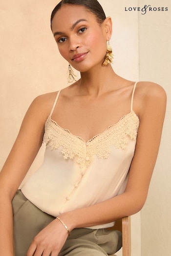 Furniture Recycling Services Ivory White Petite Lace Trim V Neck Cami Vest Top (K92878) | £26