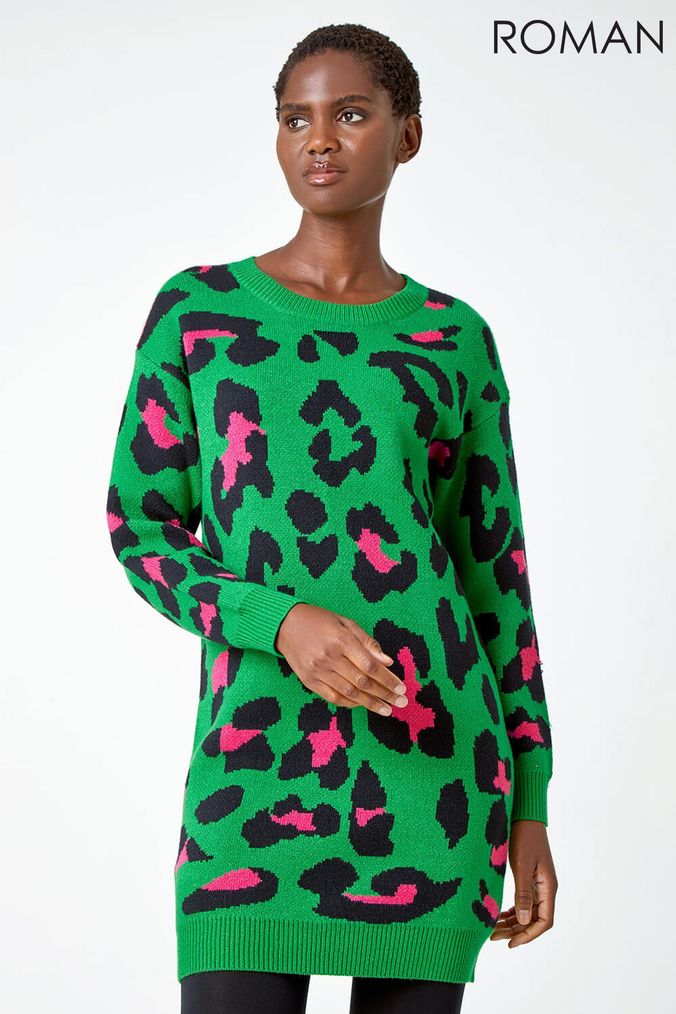 Buy Women s Green Animal Print Knitwear Online Next UK