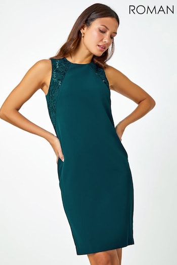 Roman Blue Sequin Sparkle Fitted Stretch Dress (K93055) | £50
