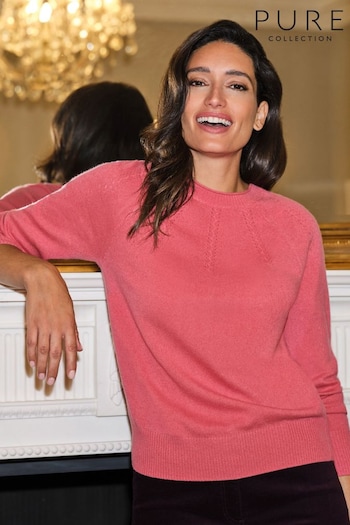 Pure Collection Pink Pointelle Yoke Jumper (K93117) | £140