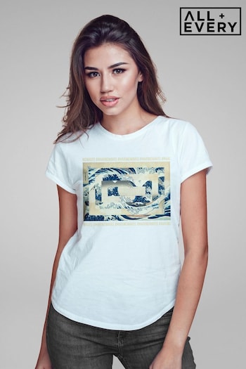 All + Every White Making Waves Hokusai Women's T-Shirt (K93131) | £23
