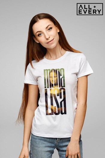 All + Every White Womens Mona Lisa Cut Da Vinci T-Shirt (K93142) | £23
