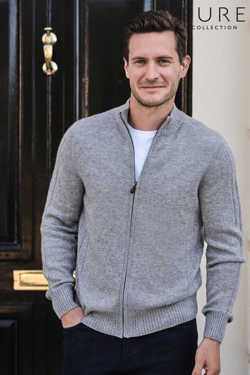 Pure Collection Wool Blend Zip Through Jumper with Cashmere (K93155) | £135