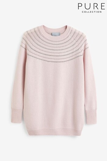 Pure Collection Natural Cashmere Lurex Yoke Sweater (K93156) | £170
