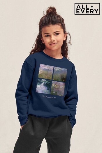 All + Every Blue Water Lilly Collection Monet Kids Sweatshirt (K93171) | £26