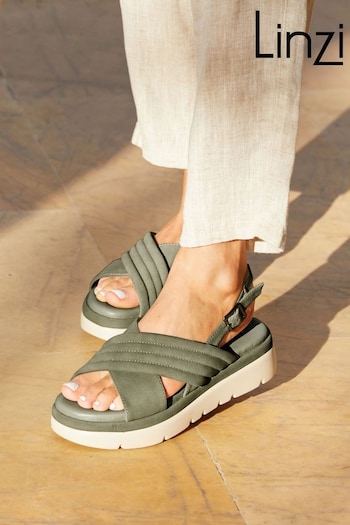 Linzi Green Shae Crossover Padded Sling-Back Flat-Form Sandals (K93201) | £36