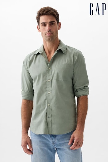Gap Green Stretch Standard Fit Long Sleeve Poplin Shirt (K93288) | £30