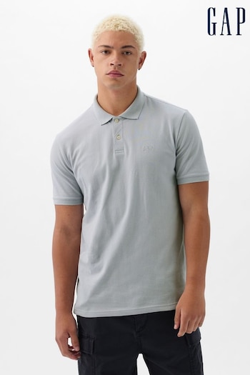 Gap Grey Logo Pique Short Sleeve Fanwear Polo Shirt (K93298) | £20