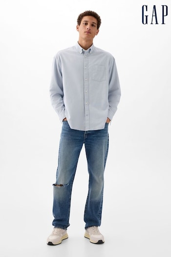 Gap Blue Long Sleeve Oversized Oxford Shirt (K93303) | £35
