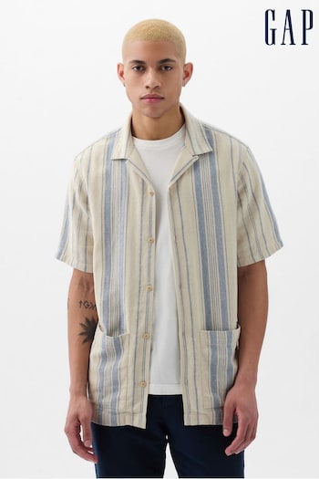 Gap Cream Short Sleeve Linen Cotton Shirt (K93311) | £40