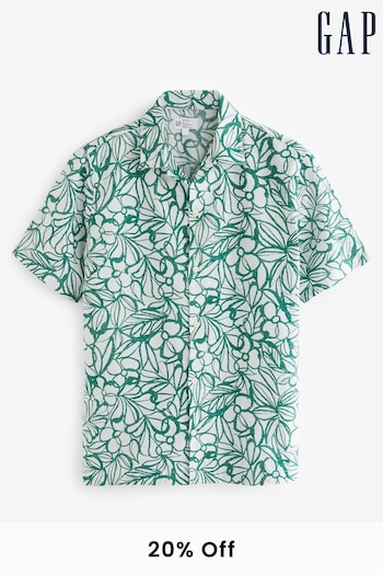 Gap Green Short Sleeve Linen Cotton Shirt (K93332) | £40