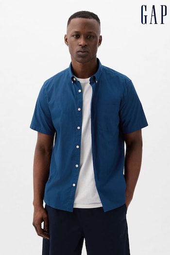 Gap Blue All Day Poplin Short Sleeve Shirt in Standard Fit (K93334) | £30