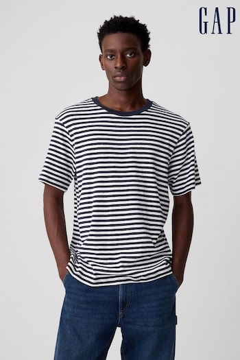 Gap Blue Short Sleeve Crew Neck Stripe T-Shirt (K93339) | £20