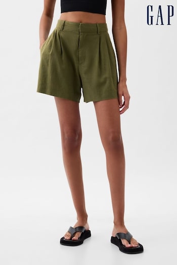 Gap Olive Green 4" Linen Cotton Everyday jean Shorts (K93361) | £30