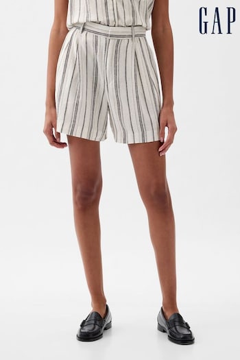Gap Neutral Stripe 4" Linen Cotton Everyday Shorts (K93372) | £30