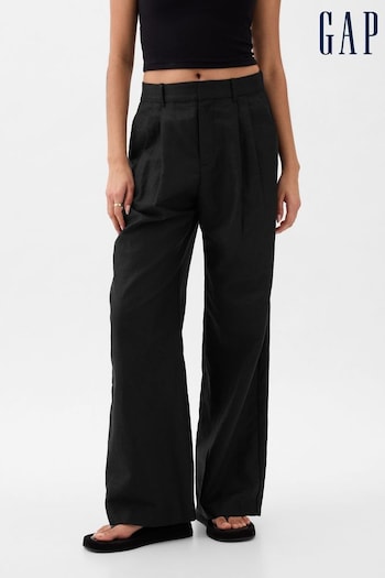 Gap Black High Waisted Linen Cotton son Trousers (K93384) | £60