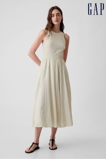 Gap Natural Linen Cotton Sleeveless Midi Dress (K93402) | £55