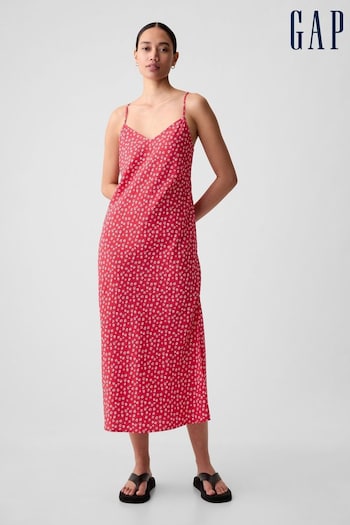 Gap Red Floral Slip Midi Dress (K93403) | £40