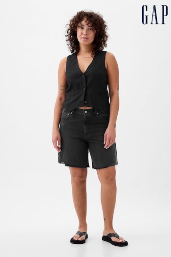 Gap Black Medium Wash Denim Loose Longline Shorts (K93414) | £35