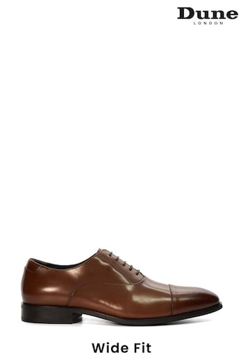 Dune London Brown Wide Fit Secrecy Blind Seam Toe Cap Oxford Shoes (K93438) | £115