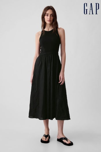 Gap Black Cotton Sleeveless Midi Dress (K93441) | £55