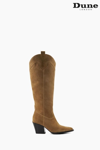 Dune London Tennessee High Leg Western Knee-high Brown metcon Boots (K93459) | £225