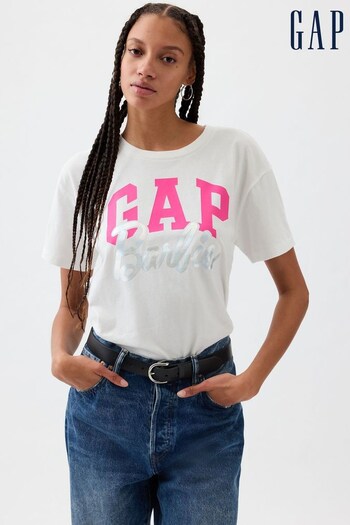 Gap White Relaxed Barbie Logo Short Sleeve T-Shirt (K93464) | £16