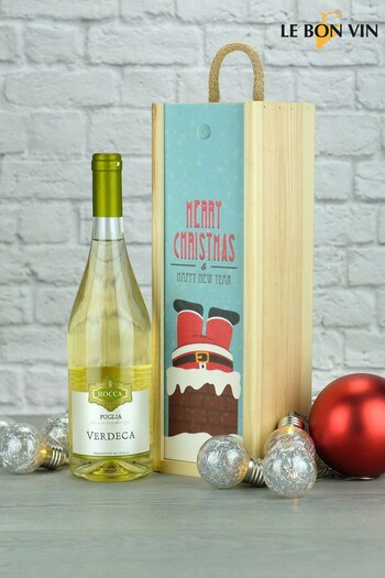 LeBonVin Verdeca White Wine Christmas Wood Gift Box (K93483) | £31