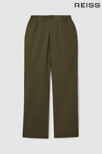 Reiss Sage Colter Elasticated Waist Cotton Blend Trousers (K93502) | £38