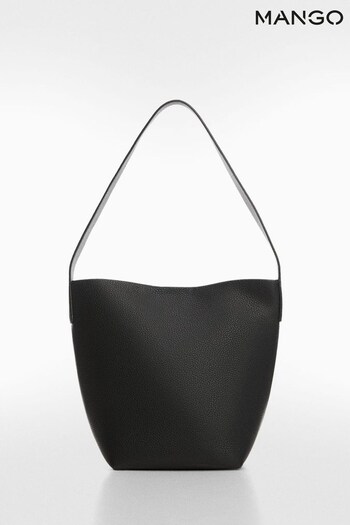 Mango Leather Effect Bucket Black Bag (K93568) | £36