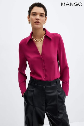 Mango Pink Flowy Shirt With Seam Detail (K93587) | £30