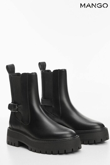 Mango Ankle Boots With Elastic Panel And Buckle (K93627) | £60