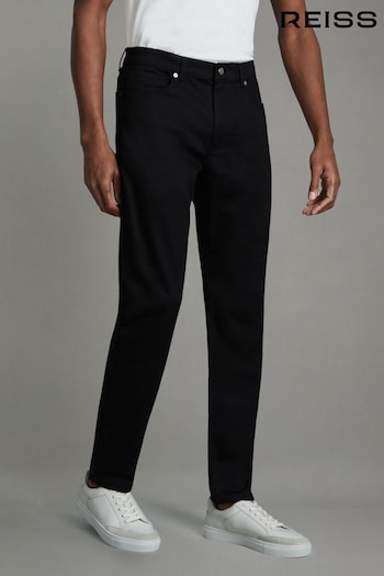 Reiss Black Rufus Tapered Slim Fit Jersey Jeans (K93647) | £118