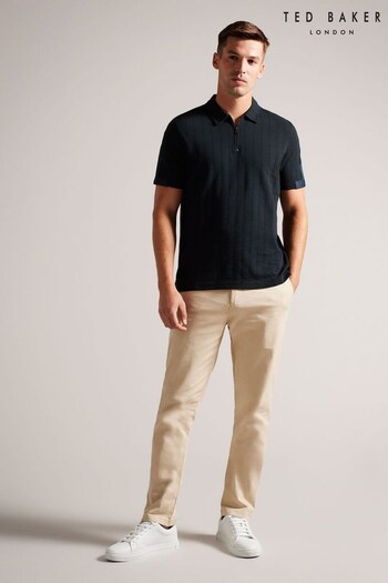 Ted Baker Black Abloom Regular  Polo Shirt With Zip (K93692) | £75