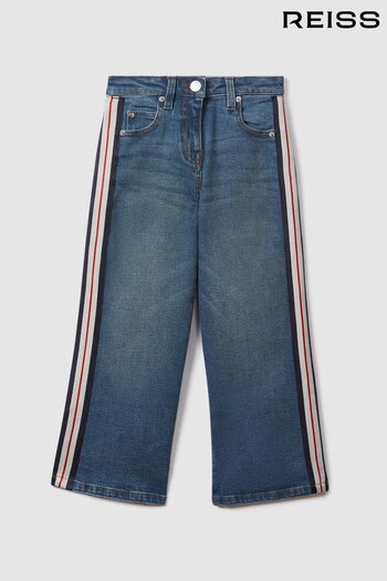 Reiss Blue Marie Teen Side Stripe Straight Leg Accelerate Jeans (K93714) | £48
