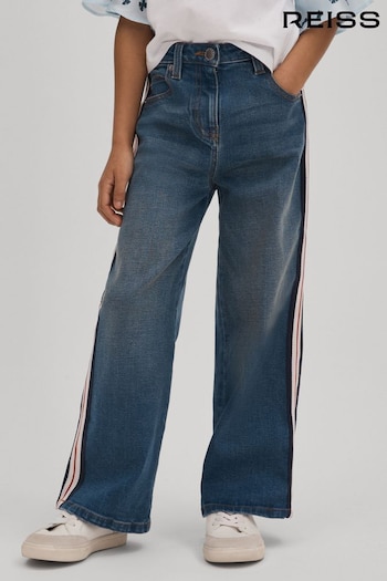 Reiss Blue Marie Junior Side Stripe Straight Leg Jeans Maxi (K93731) | £40