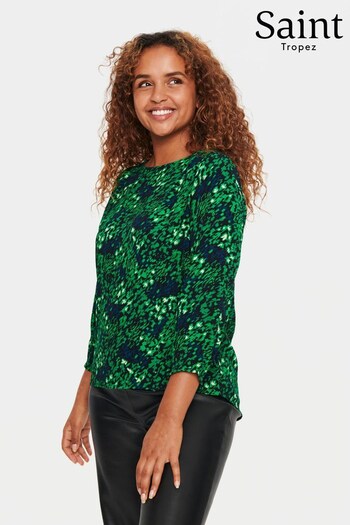 Saint Tropez Casual Fit Green Adele 3/4 Sleeve Blouse (K93766) | £50