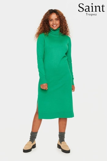 Saint Tropez Green Mila Rollneck Knitted Midi Dress (K93783) | £60