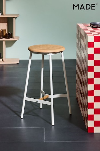 MADE.COM White and Oak Kabin Bar Stool (K93806) | £149