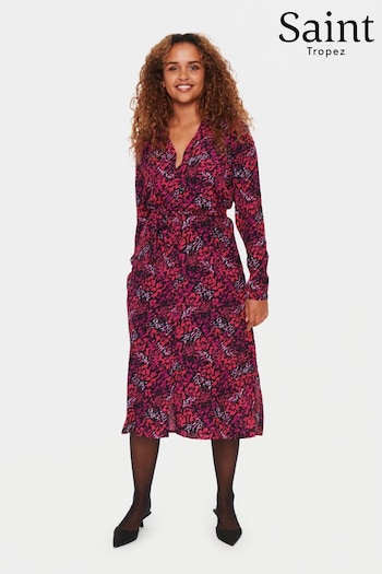 Saint Tropez Pink Blanca Long Sleeve Belted manches Shirt Dress (K93812) | £80